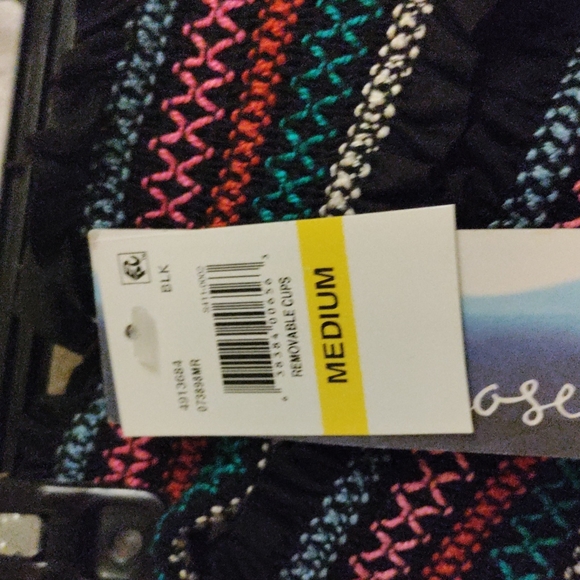 ISABELLA ROSE Women's Embroidered Smocked Off The Shoulder Bandeau Bikini set - Picture 4 of 7